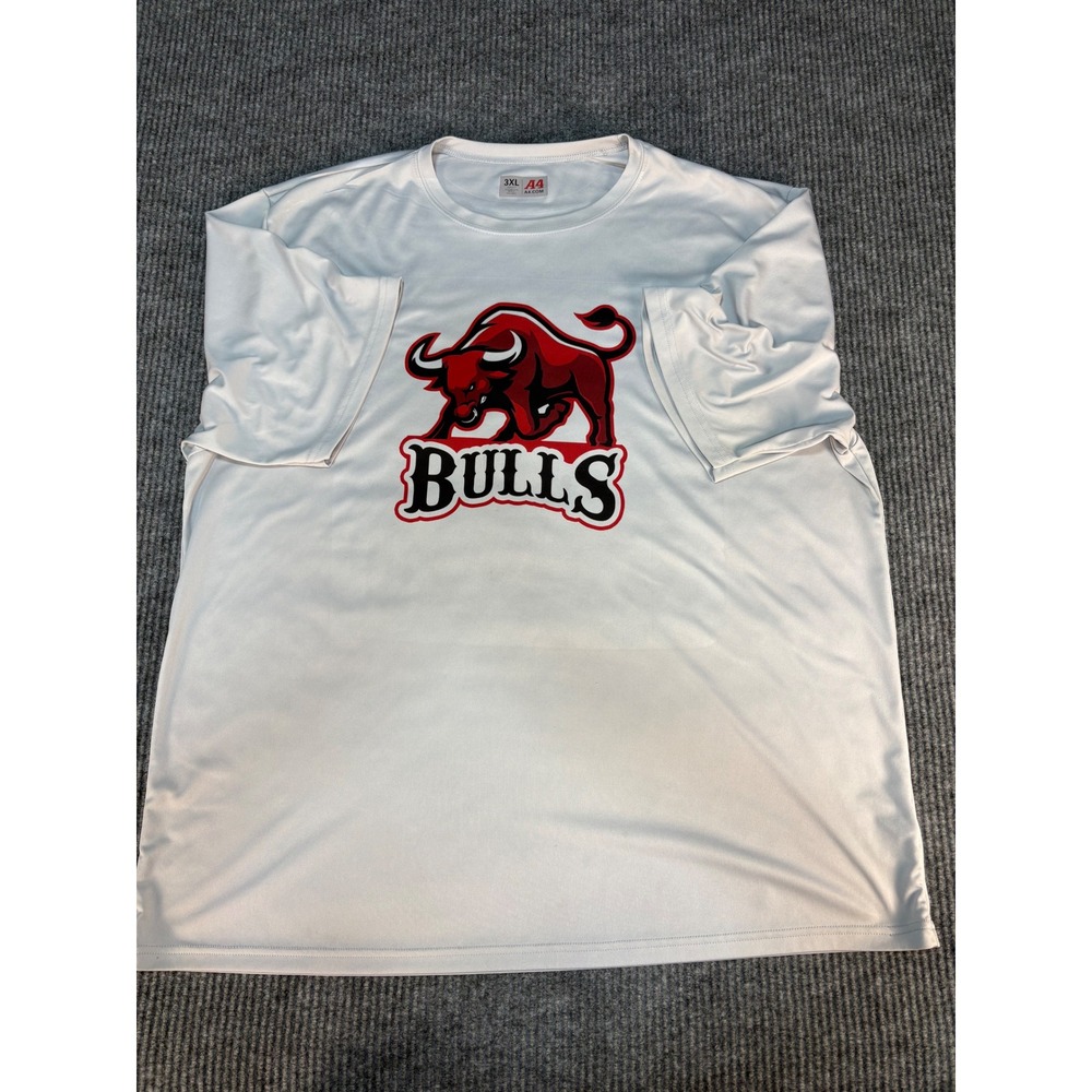 A4 Bulls Coach Performance Shirt Mens 3XL White Gray Short Sleeve Graphic Tee